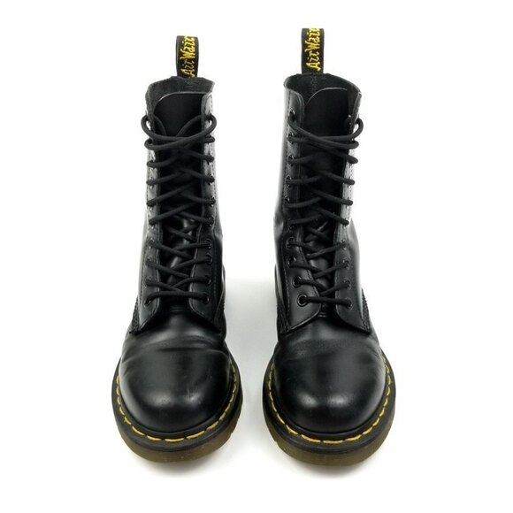Dr. Martens Black 1490 Mid‎ Calf Virginia Leather Combat Boots 90s Grunge y2k - Picture 6 of 10